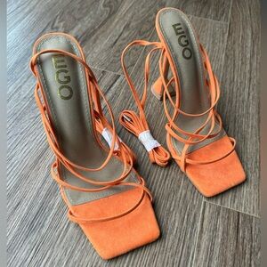 EGO Orange Tie Up Square Stiletto
